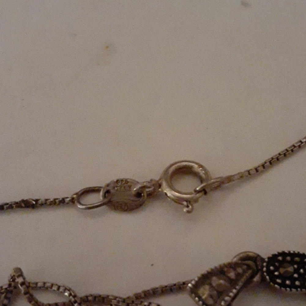 Vtg Real Italy Marcacite & 925 Silver Cross - image 5